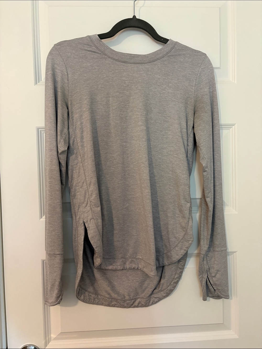 Athleta Heather Gray Long-Sleeve Crewneck Top